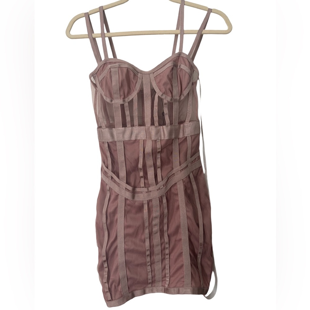 Missguided Mesh Bandage Corset Detail Mini Dress